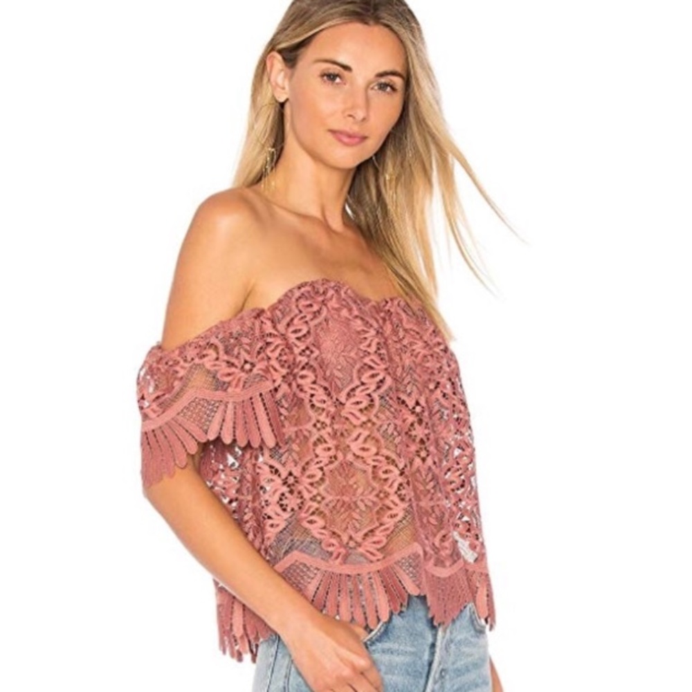 Lovers + Friends Life’s A Beach Mauve Lace Top S